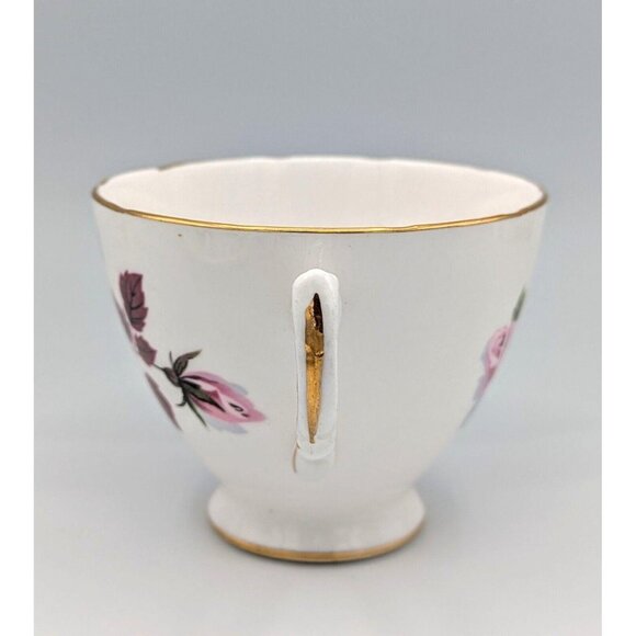 Royal Vale Large Pink Rose With Purple Leaf China Tea Cup and Saucer, England - Picture 3 of 7